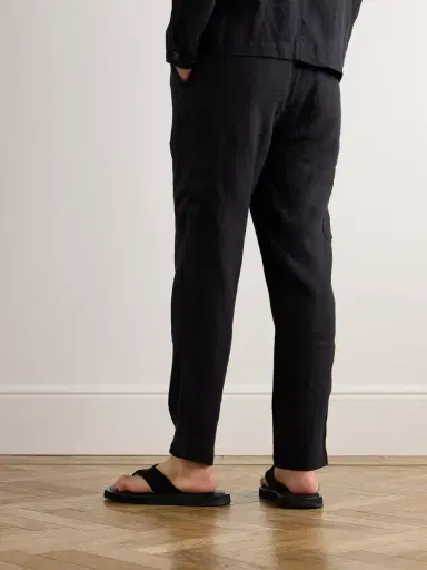 MR P. Tapered Linen Drawstring Cargo Trousers - Men | Thumbnail 3