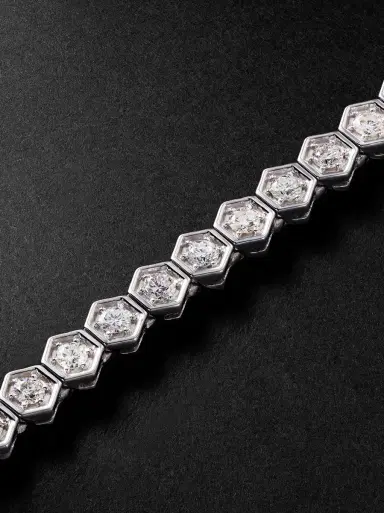 KOLOURS JEWELRY Hexagon XXLarge 18-Karat White Gold Diamond Bracelet - Men | Thumbnail 4