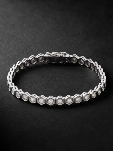 KOLOURS JEWELRY Hexagon XXLarge 18-Karat White Gold Diamond Bracelet - Men | Thumbnail 1