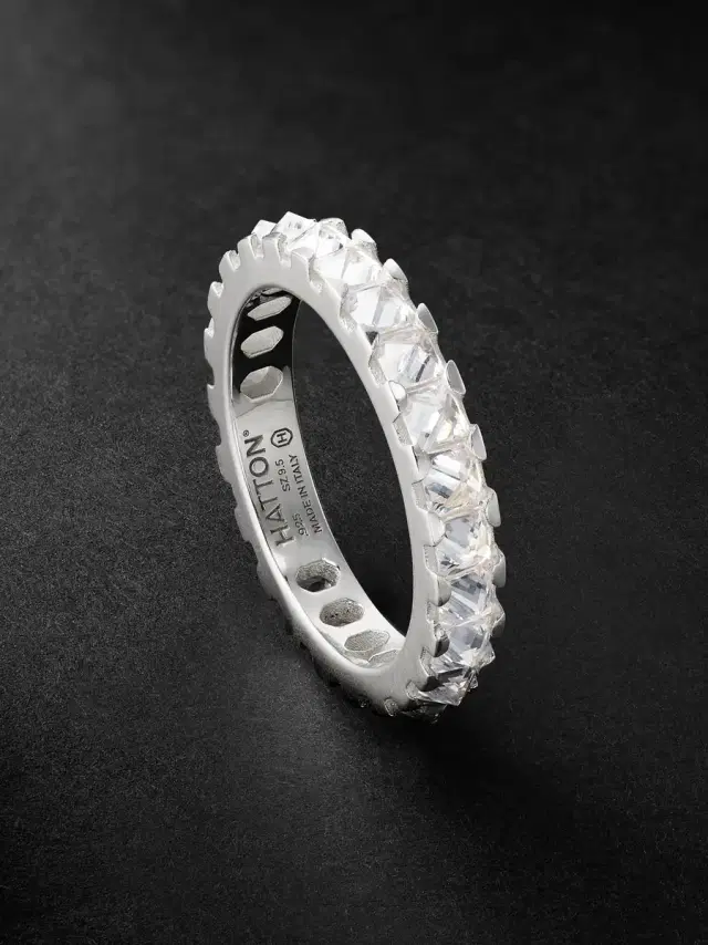 MAD Hatton Labs Spike Eternity Sterling Silver Cubic Zirconia Ring - Men