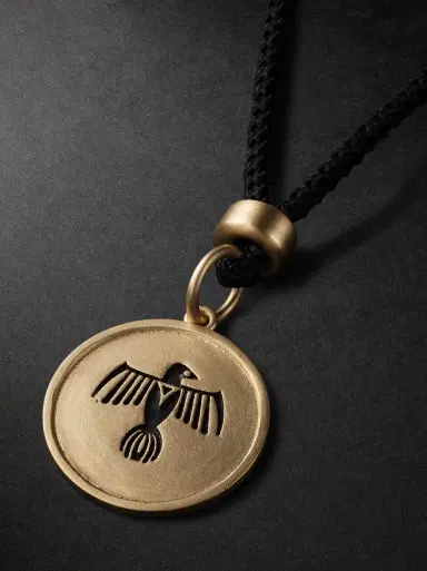 Jacquie Aiche Thunderbird 14-Karat Gold, Enamel and Cord Pendant Necklace - Men | Thumbnail 4 Jacquie Aiche Thunderbird 14-Karat Gold, Enamel and Cord Pendant Necklace - Men | Thumbnail 4
