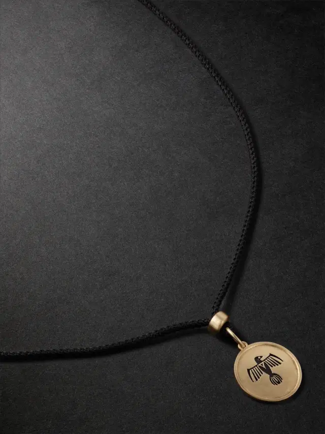 Jacquie Aiche Thunderbird 14-Karat Gold, Enamel and Cord Pendant Necklace - Men