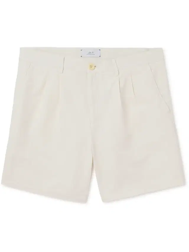MR P. Straight-Leg Pleated Cotton and Linen-Blend Twill Shorts - Men