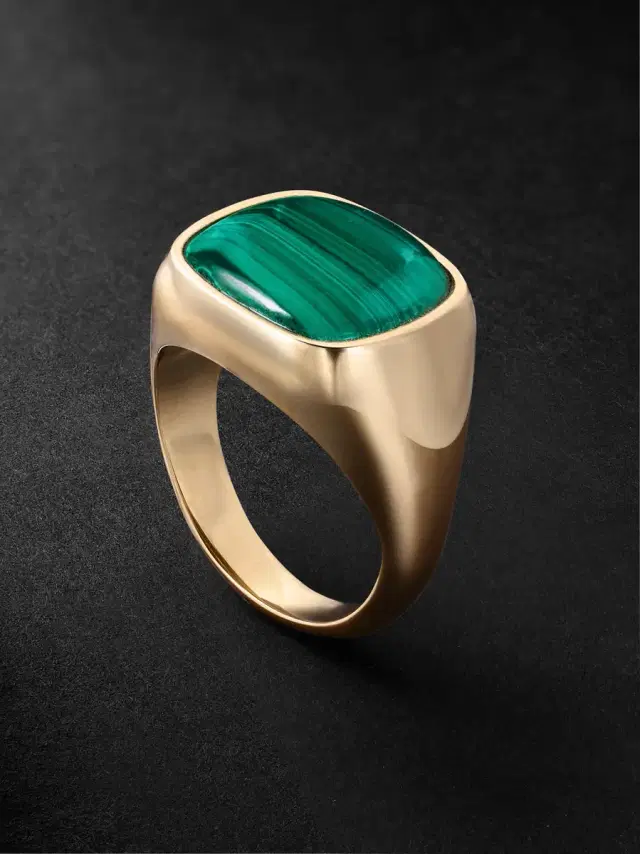 Jacquie Aiche 14-Karat Gold Malachite Signet Ring - Men