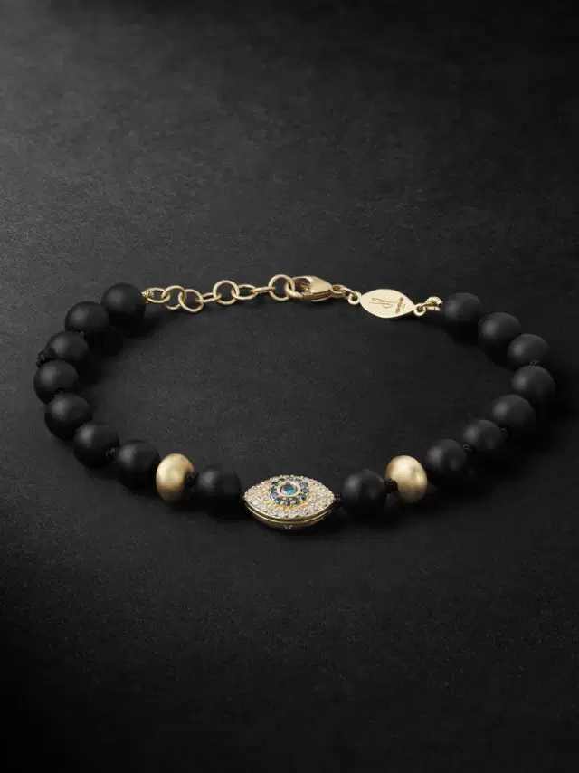 Jacquie Aiche 14-Karat Gold, Hematite and Diamond Beaded Bracelet - Men