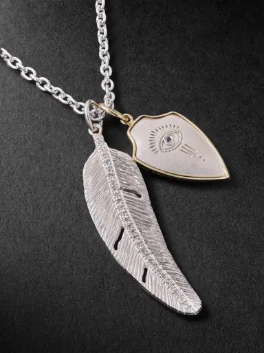 Jacquie Aiche Sterling Silver, 14-Karat Gold and Diamond Pendant Necklace - Men | Thumbnail 4