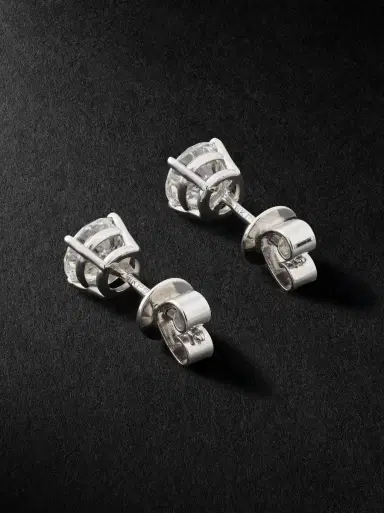 Greg Yuna 14-Karat White Gold Diamond Earrings - Men | Thumbnail 3 Greg Yuna 14-Karat White Gold Diamond Earrings - Men | Thumbnail 3