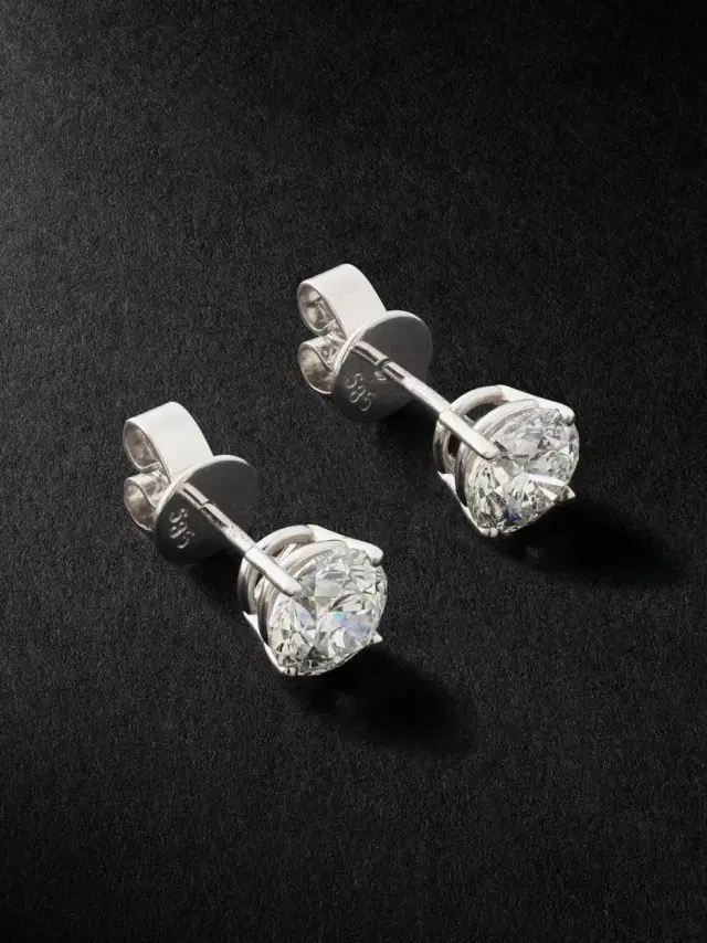 Greg Yuna 14-Karat White Gold Diamond Earrings - Men