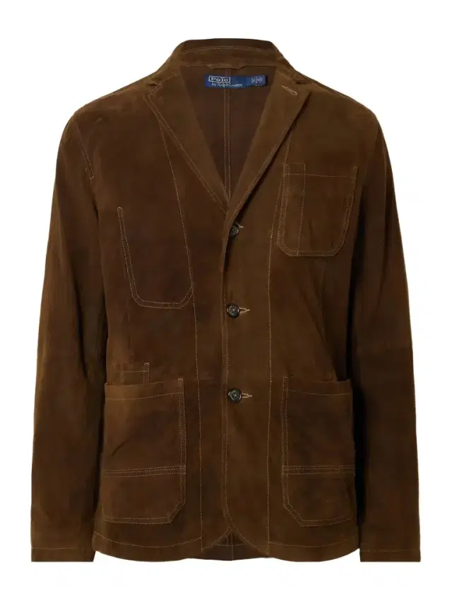 Topstitched Suede Blazer - Men