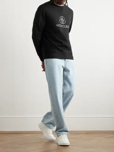 Moncler Logo-Appliquéd Cotton and Cashmere-Blend Jersey Sweatshirt - Men | Thumbnail 2 Moncler Logo-Appliquéd Cotton and Cashmere-Blend Jersey Sweatshirt - Men | Thumbnail 2