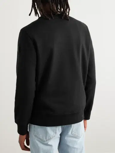Moncler Logo-Appliquéd Cotton and Cashmere-Blend Jersey Sweatshirt - Men | Thumbnail 3 Moncler Logo-Appliquéd Cotton and Cashmere-Blend Jersey Sweatshirt - Men | Thumbnail 3
