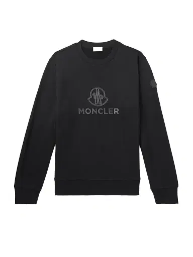Moncler Logo-Appliquéd Cotton and Cashmere-Blend Jersey Sweatshirt - Men | Thumbnail 1 Moncler Logo-Appliquéd Cotton and Cashmere-Blend Jersey Sweatshirt - Men | Thumbnail 1