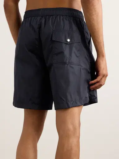Moncler Straight-Leg Mid-Length Logo-Appliquéd Striped Swim Shorts - Men | Thumbnail 3 Moncler Straight-Leg Mid-Length Logo-Appliquéd Striped Swim Shorts - Men | Thumbnail 3