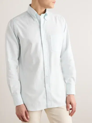 Drake's Button-Down Collar Striped Cotton Oxford Shirt - Men | Thumbnail 3