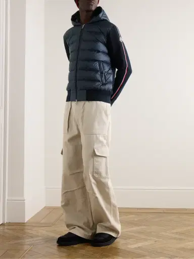 Moncler Logo-Appliquéd Virgin Wool and Quilted Shell Down Cardigan - Men | Thumbnail 2