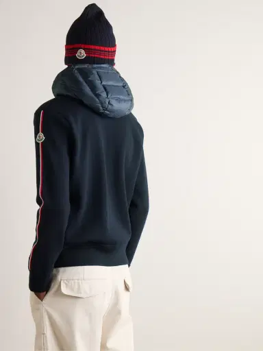 Moncler Logo-Appliquéd Virgin Wool and Quilted Shell Down Cardigan - Men | Thumbnail 3
