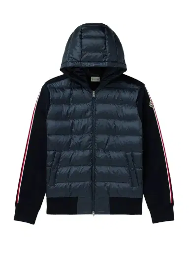Moncler Logo-Appliquéd Virgin Wool and Quilted Shell Down Cardigan - Men | Thumbnail 1