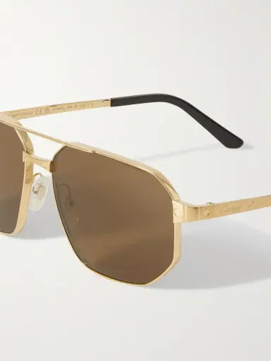 Cartier Eyewear Santos de Cartier Aviator-Style Gold-Tone Sunglasses - Men | Thumbnail 3 Cartier Eyewear Santos de Cartier Aviator-Style Gold-Tone Sunglasses - Men | Thumbnail 3