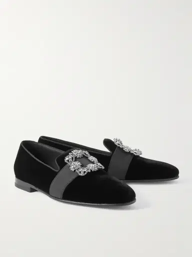 Manolo Blahnik Carlton Crystal-Embellished Grosgrain-Trimmed Velvet Loafers - Men | Thumbnail 4 Manolo Blahnik Carlton Crystal-Embellished Grosgrain-Trimmed Velvet Loafers - Men | Thumbnail 4