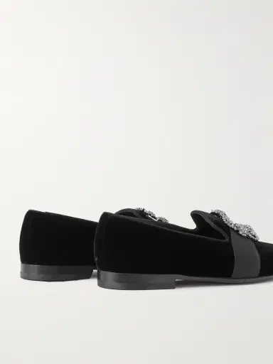 Manolo Blahnik Carlton Crystal-Embellished Grosgrain-Trimmed Velvet Loafers - Men | Thumbnail 5 Manolo Blahnik Carlton Crystal-Embellished Grosgrain-Trimmed Velvet Loafers - Men | Thumbnail 5