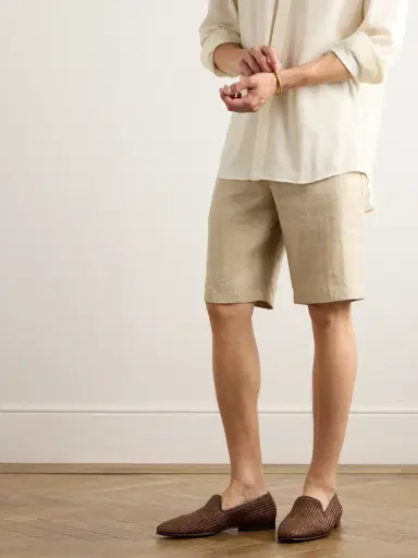 Manolo Blahnik Mario Leather-Trimmed Raffia Loafers - Men | Thumbnail 2 Manolo Blahnik Mario Leather-Trimmed Raffia Loafers - Men | Thumbnail 2