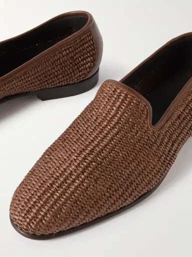 Manolo Blahnik Mario Leather-Trimmed Raffia Loafers - Men | Thumbnail 6 Manolo Blahnik Mario Leather-Trimmed Raffia Loafers - Men | Thumbnail 6
