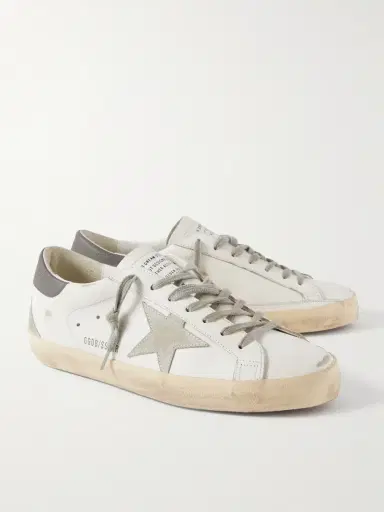 Golden Goose Super-Star Distressed Suede-Trimmed Leather Sneakers - Men | Thumbnail 4