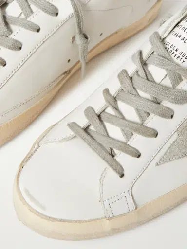 Golden Goose Super-Star Distressed Suede-Trimmed Leather Sneakers - Men | Thumbnail 6