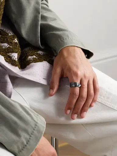 Jacques Marie Mage Natrona Limited Edition Burnished Silver and Blackjack Turquoise Ring - Men | Thumbnail 2 Jacques Marie Mage Natrona Limited Edition Burnished Silver and Blackjack Turquoise Ring - Men | Thumbnail 2