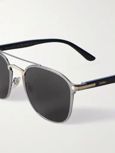 Cartier Eyewear Aviator-Style Gunmetal, Gold-Tone and Acetate Sunglasses - Men | Thumbnail 3