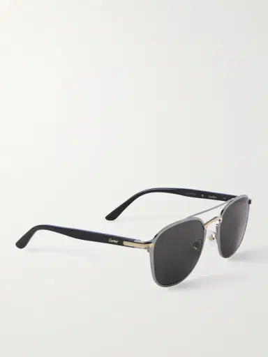 Cartier Eyewear Aviator-Style Gunmetal, Gold-Tone and Acetate Sunglasses - Men | Thumbnail 4