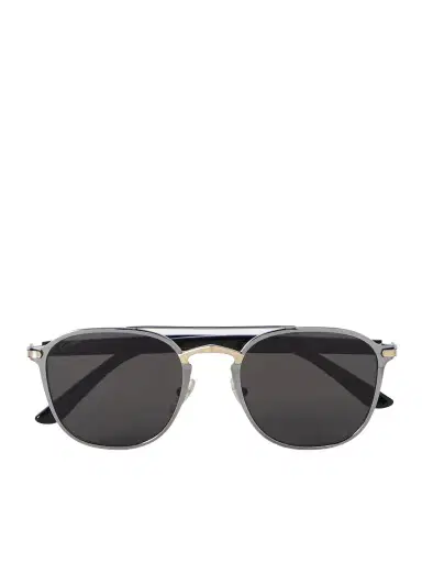 Cartier Eyewear Aviator-Style Gunmetal, Gold-Tone and Acetate Sunglasses - Men | Thumbnail 1