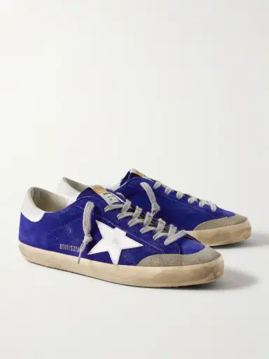 Golden Goose Super-Star Distressed Leather-Trimmed Suede Sneakers - Men | Thumbnail 4