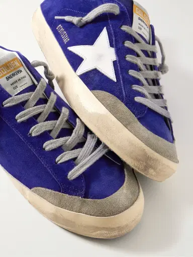 Golden Goose Super-Star Distressed Leather-Trimmed Suede Sneakers - Men | Thumbnail 6