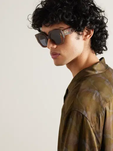 Loewe Anagram Havana Geometric Acetate Sunglasses - Men | Thumbnail 2