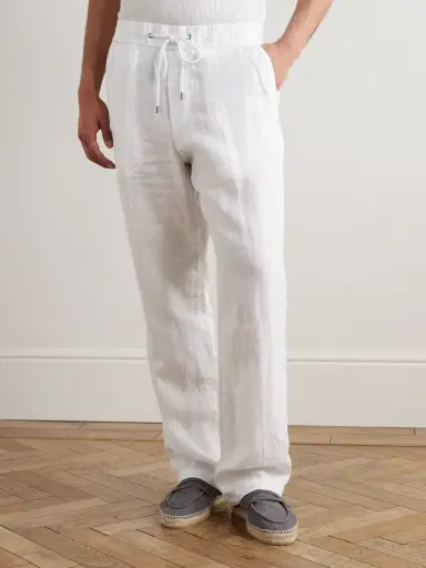 James Perse Straight-Leg Garment-Dyed Linen Drawstring Trousers - Men | Thumbnail 3 James Perse Straight-Leg Garment-Dyed Linen Drawstring Trousers - Men | Thumbnail 3