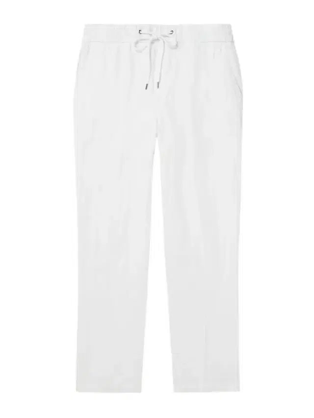 James Perse Straight-Leg Garment-Dyed Linen Drawstring Trousers - Men
