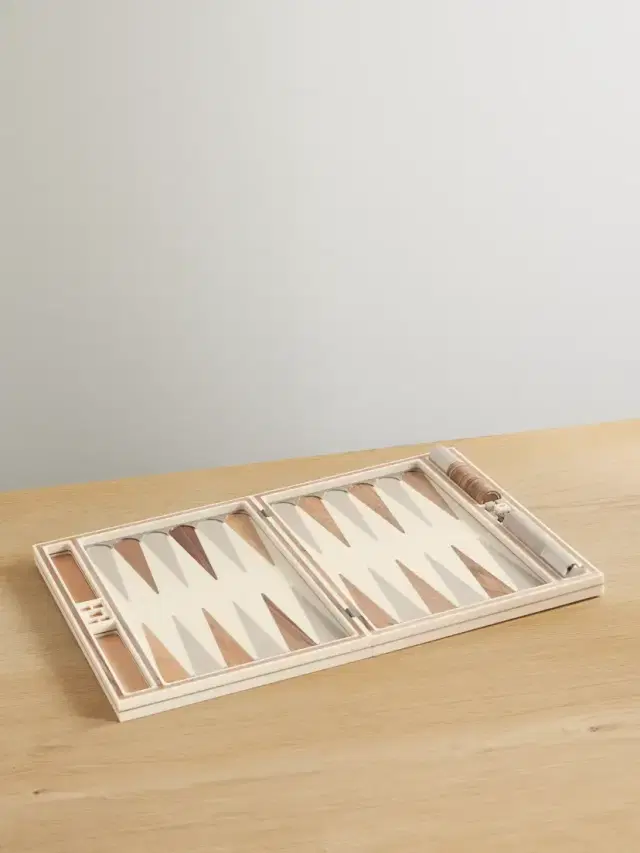 Walnut Wood, Krion And Stainless Steel Backgammon Set