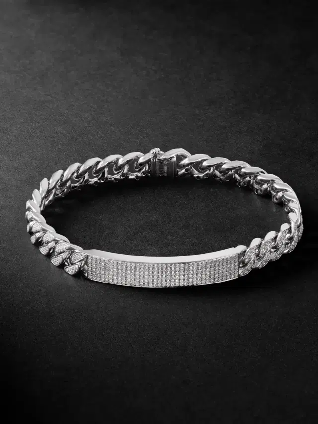 SHAY 18-Karat White Gold Diamond ID Bracelet - Men