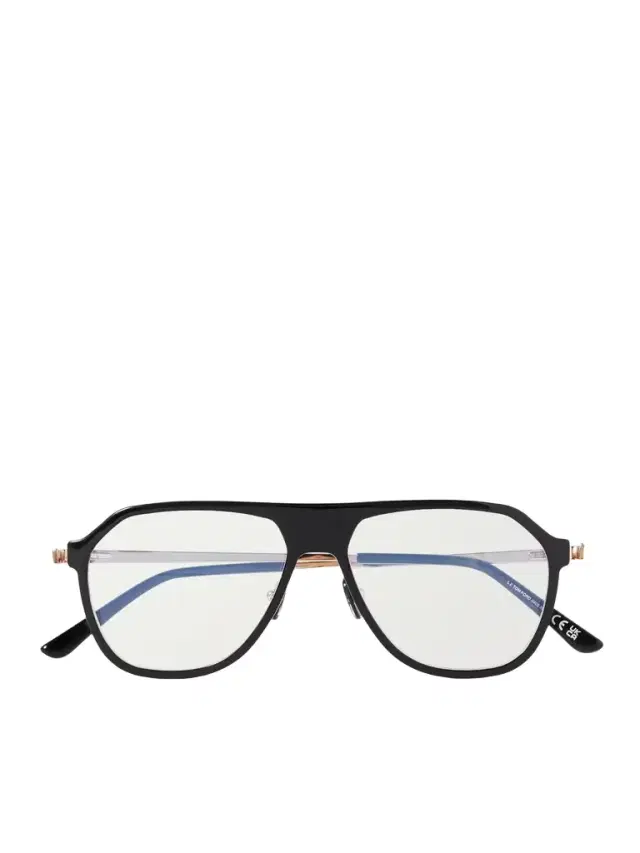Aviator-Style Acetate and Gold-Tone Blue Light-Blocking Optical Glasses - Men