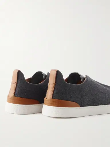 Zegna Triple Stitch™ Leather-Trimmed Wool Slip-On Sneakers - Men | Thumbnail 5 Zegna Triple Stitch™ Leather-Trimmed Wool Slip-On Sneakers - Men | Thumbnail 5