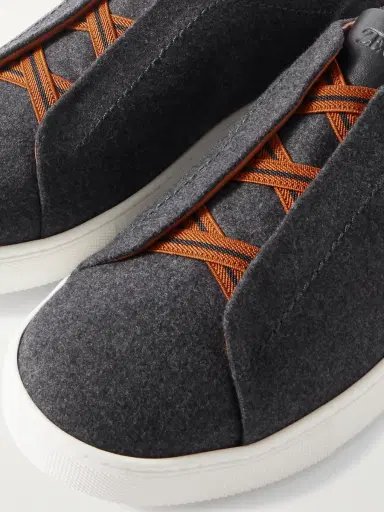 Zegna Triple Stitch™ Leather-Trimmed Wool Slip-On Sneakers - Men | Thumbnail 6 Zegna Triple Stitch™ Leather-Trimmed Wool Slip-On Sneakers - Men | Thumbnail 6