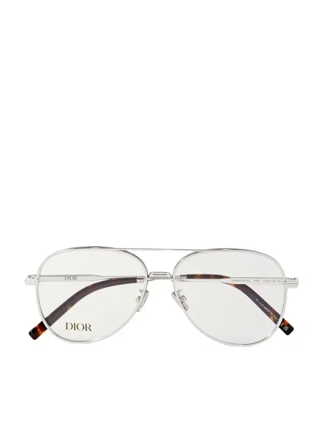 DiorBlackSuitO A2U Aviator-Style Tortoiseshell Acetate-Trimmed Silver-Tone Optical Glasses - Men