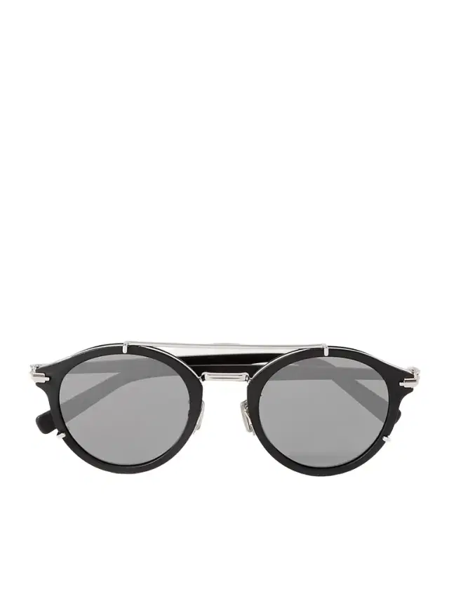 DIOR Eyewear DiorBlackSuit R7U Acetate and Silver-Tone Round-Frame Sunglasses - Men