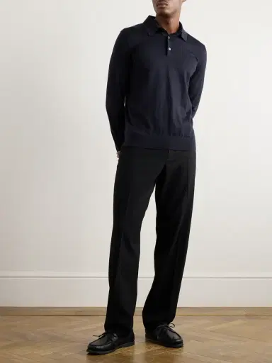 Zegna Cashmere and Silk-Blend Piqué Polo Shirt - Men | Thumbnail 2