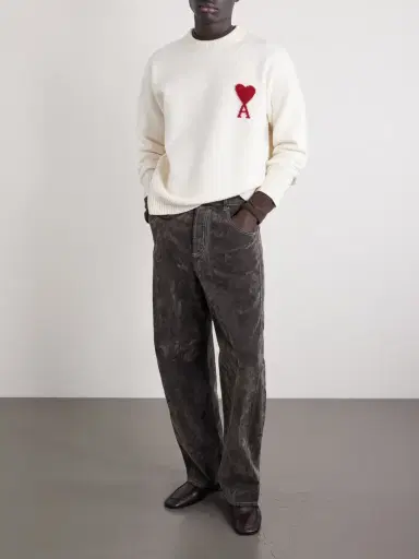 AMI PARIS Logo-Intarsia Virgin Wool Sweater - Men | Thumbnail 2