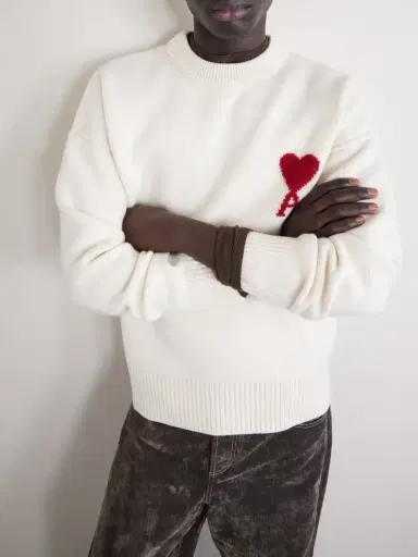 AMI PARIS Logo-Intarsia Virgin Wool Sweater - Men | Thumbnail 5