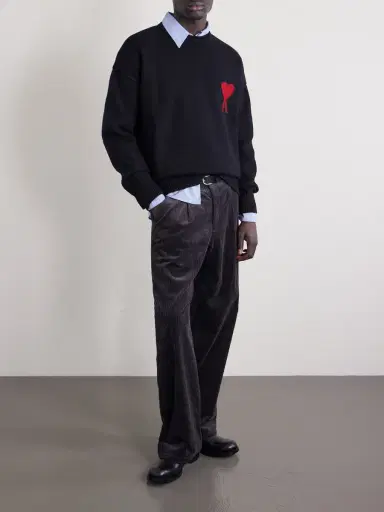 AMI PARIS Logo-Intarsia Virgin Wool Sweater - Men | Thumbnail 2 AMI PARIS Logo-Intarsia Virgin Wool Sweater - Men | Thumbnail 2