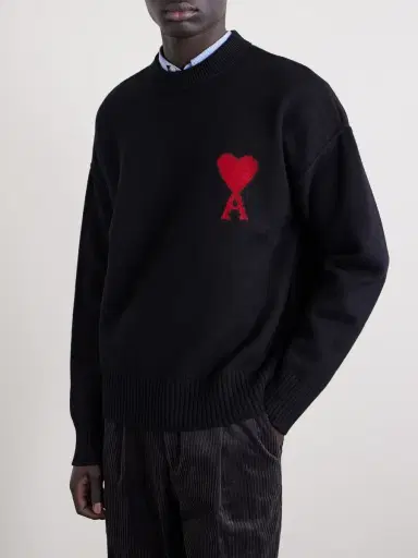 AMI PARIS Logo-Intarsia Virgin Wool Sweater - Men | Thumbnail 3 AMI PARIS Logo-Intarsia Virgin Wool Sweater - Men | Thumbnail 3