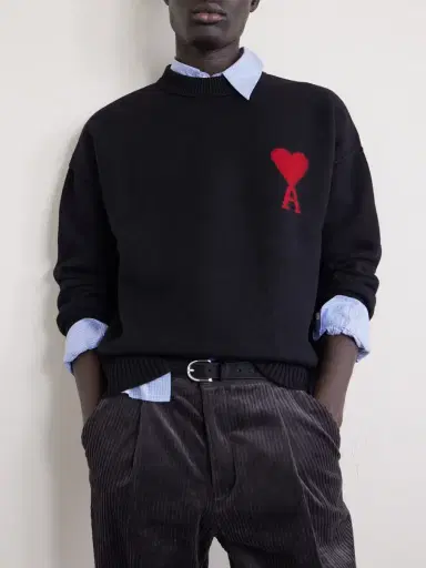 AMI PARIS Logo-Intarsia Virgin Wool Sweater - Men | Thumbnail 5 AMI PARIS Logo-Intarsia Virgin Wool Sweater - Men | Thumbnail 5